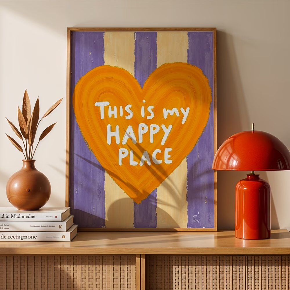 Modern,Retro This Is My Happy  - Custom Map Poster ulasan dan harga